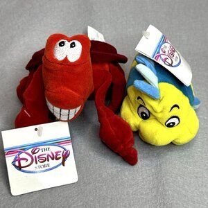 Sebastian Flounder The Little Mermaid The Disney Store Bean Bag Plush Set of 2